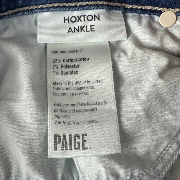 PAIGE Jeans Womens 31 Hoxton Ankle Cotton Stretch Medium Wash Raw Hems Pockets - Picture 7 of 11